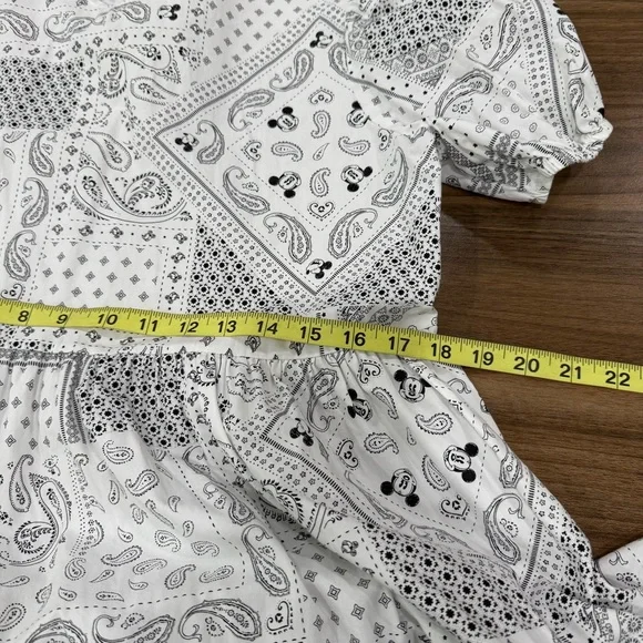 Disney Women's White Black Paisley Patchwork Tiered Mini Dress Size EUR 36/6 - Picture 6 of 9